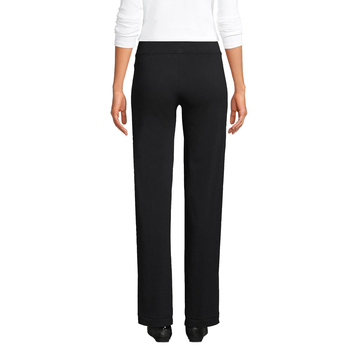 Lands' End Womens Starfish Straight Pants Black Tall Medium