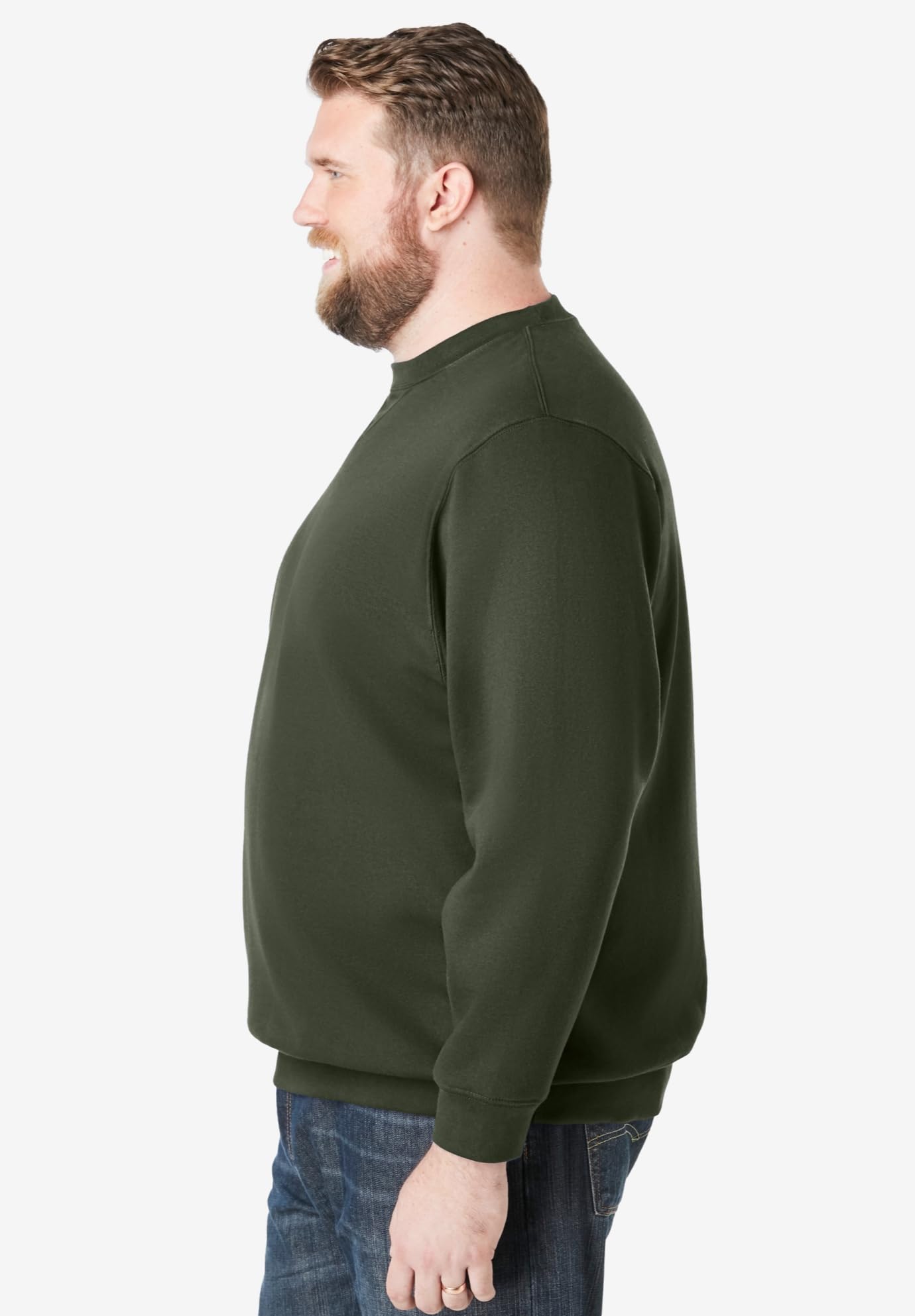 KingSize Men's Big & Tall Fleece Crewneck Sweatshirt - 7XL, Deep Olive