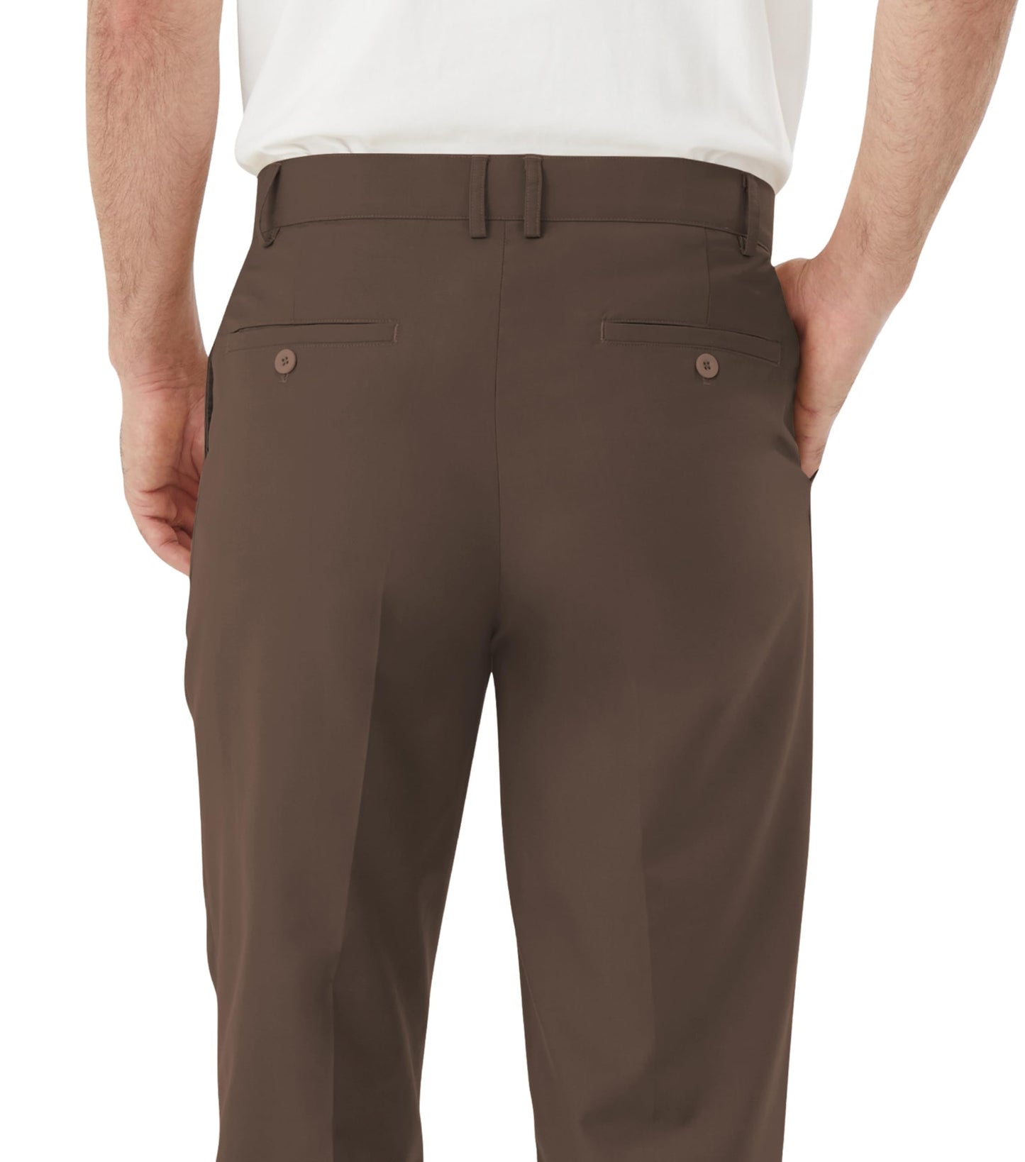 Men's Tall Classic Fit Flex Flat Front Dress Pants Formal Pants for Business & Office Brown