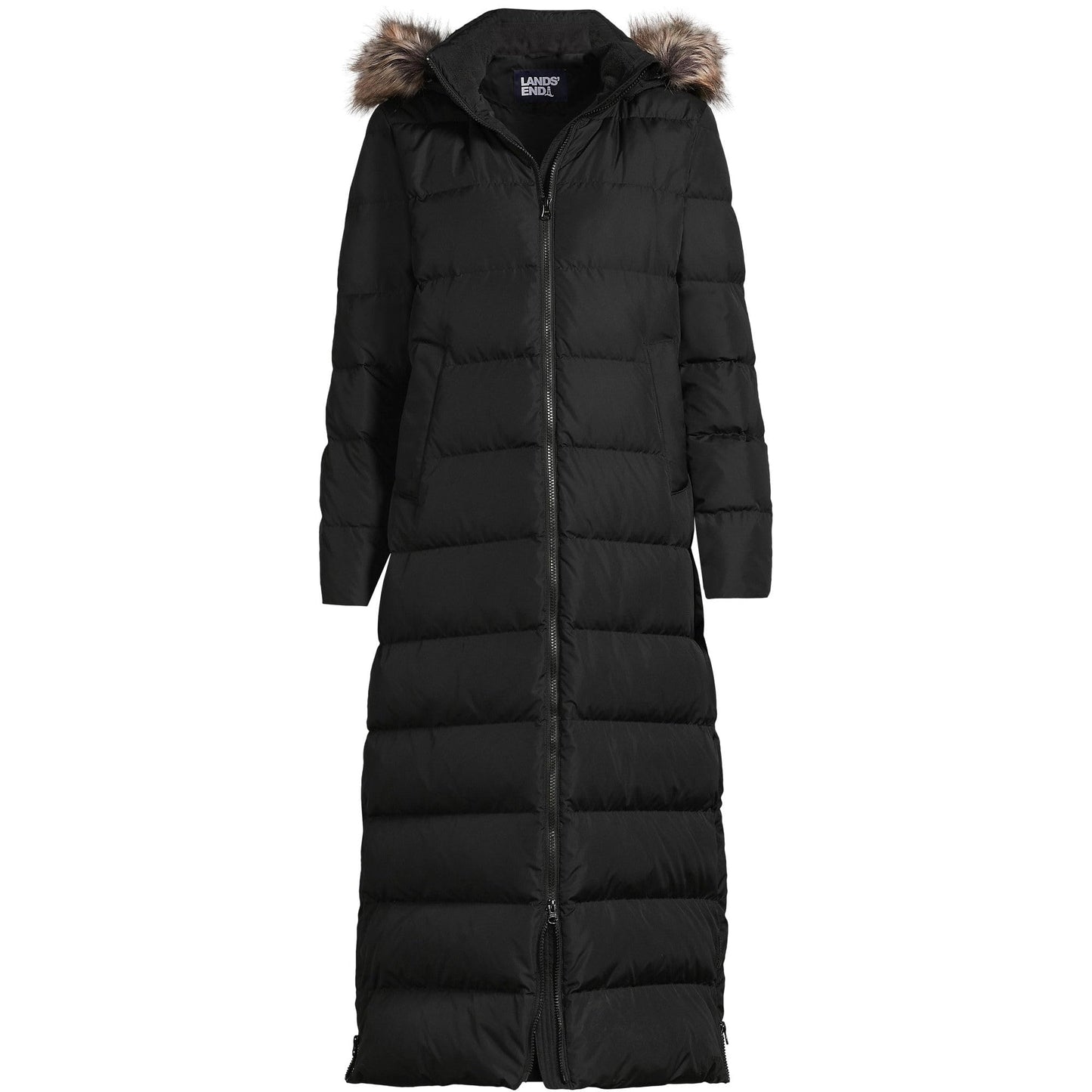 Lands' End Womens Long Maxi Down Coat Black Tall Medium
