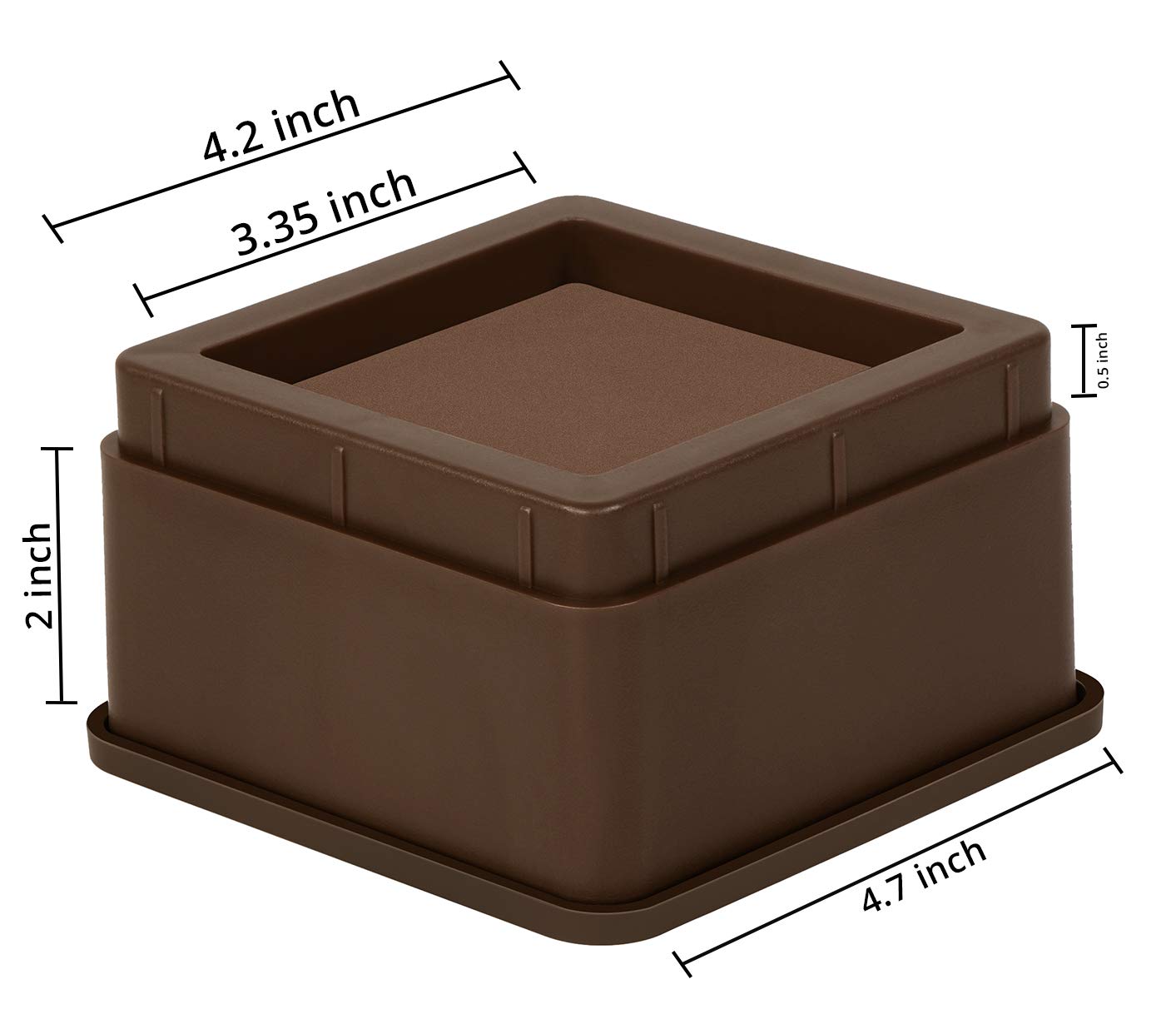 Utopia Bedding Bed Risers 2 Inch - Pack of 8 - Adjustable Furniture Risers 2 & 4 inch - Anti Slip Foam & Rubber Pad - Stackable Beds Lifts Heavy Duty for Sofa, Bed, Table, Couch & Chair (Brown)