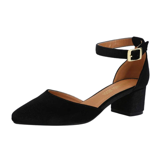 MAIERNISI JESSI Unisex Men's Women's Pumps Ankle Strap D-Orsay Pointed Toe Chunky Heel Velvet Black EU47 - US 15 Women/13.5 Men