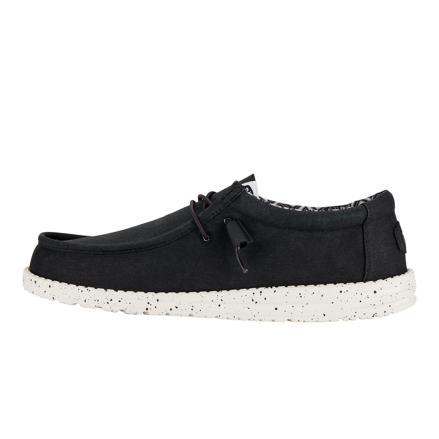 HEYDUDE Men's Wally Stretch Canvas Black/White Size 15 | Men's Shoes | Men Slip-on Loafers | Comfortable & Light-Weight