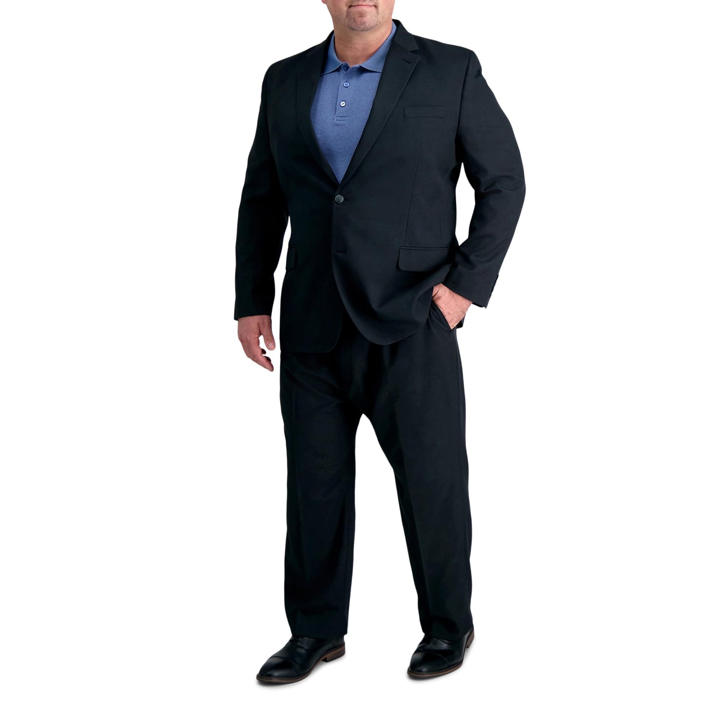 Haggar Men's Big and Tall Classic Fit Travel Performance Suit Seperates - Pant and Jacket, Black- Jacket, 54L