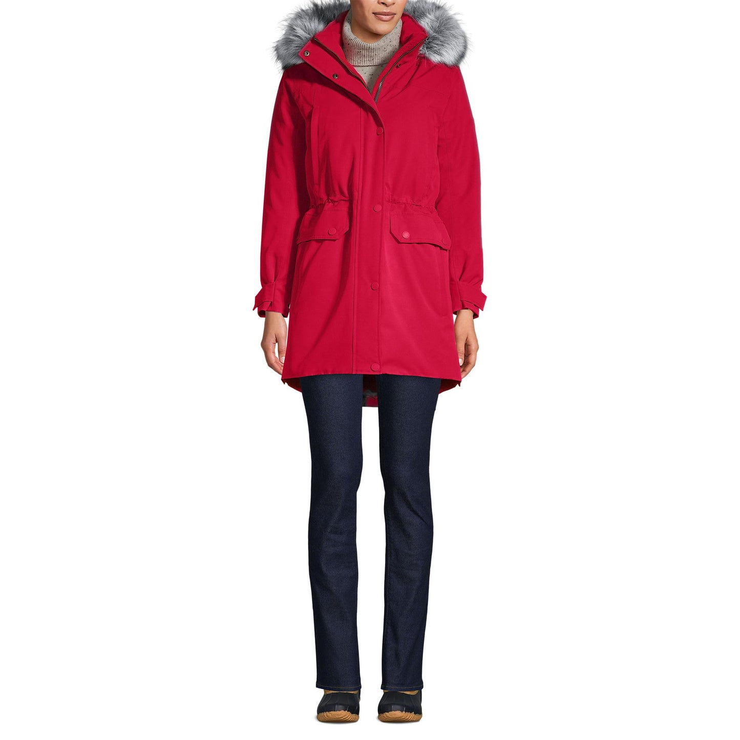 Lands' End Womens Expedition Down Parka Rich Red Tall Small