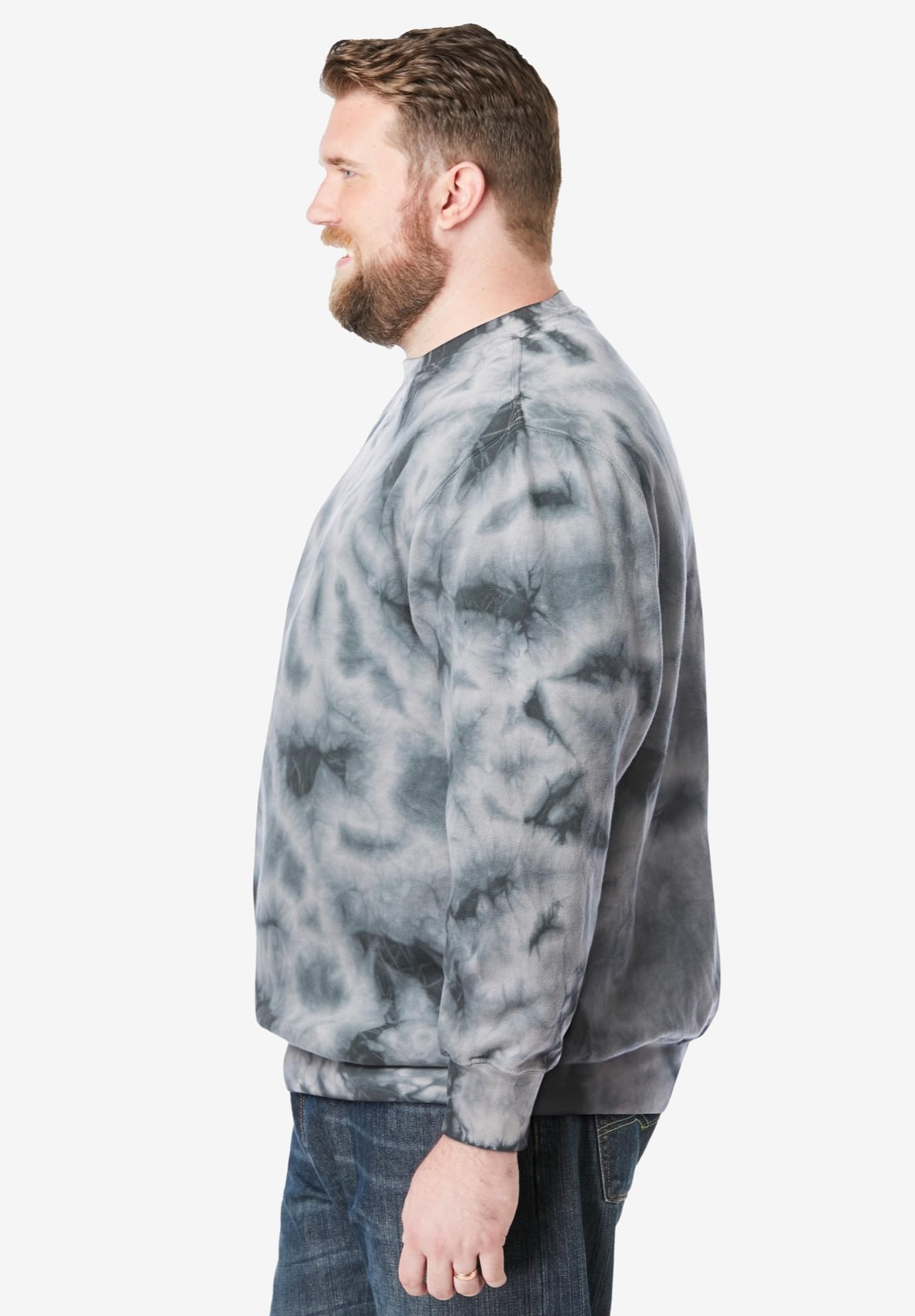 KingSize Men's Big & Tall Fleece Crewneck Sweatshirt - 7XL, Steel Marble