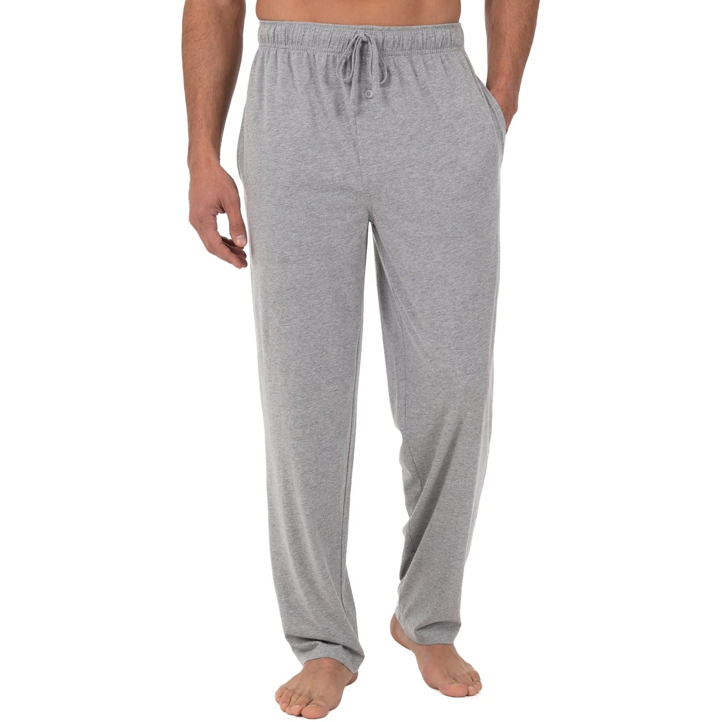 Fruit of the Loom Men's Extended Sizes Jersey Knit Sleep Pant (1-Pack), Light Grey Heather, 2XL Tall