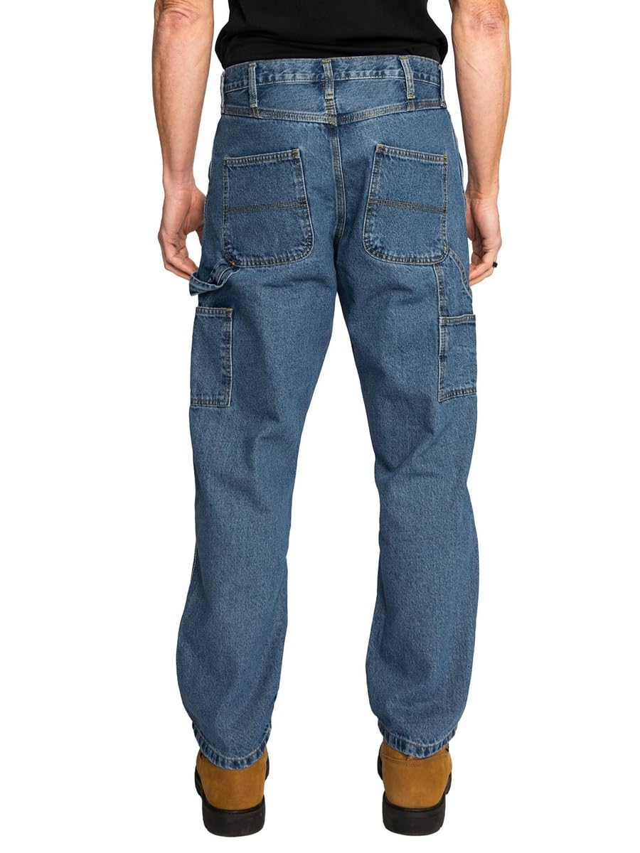 FULL BLUE Carpenter Denim Jeans, Relaxed Fit, Utility Pocket & Hammer Loop, Light Wash, 42x36