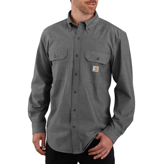 Carhartt Men's Loose Fit Midweight Chambray Long-Sleeve Shirt (Big & Tall), Black Chambray, Large Tall