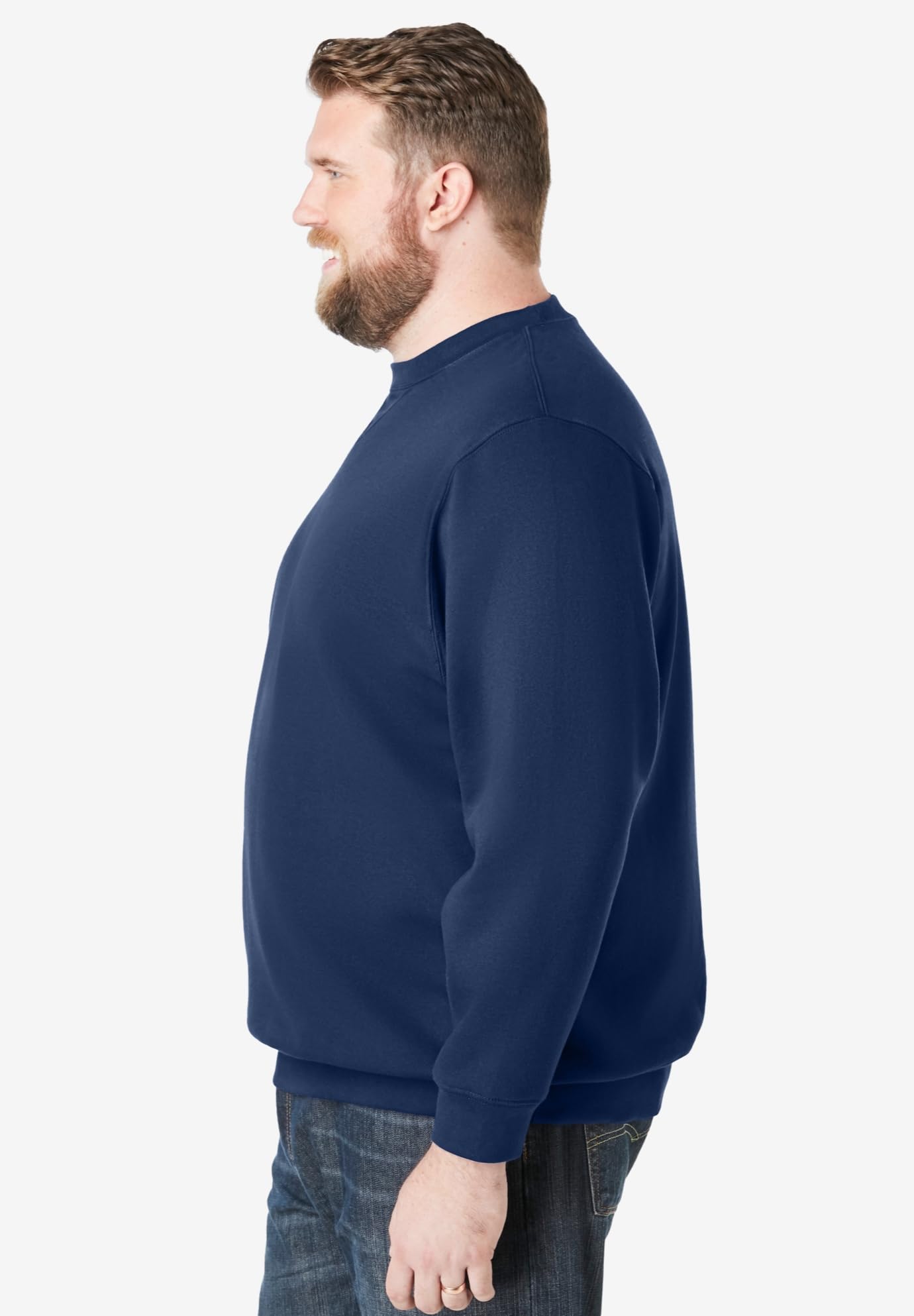 KingSize Men's Big & Tall Fleece Crewneck Sweatshirt - L, Navy