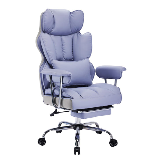 Efomao Big and Tall Office Chair 400LBS, Heavy Duty Executive Office Chair with Foot Rest, Home Office Desk Chairs, Purple Big Tall Computer Chairs