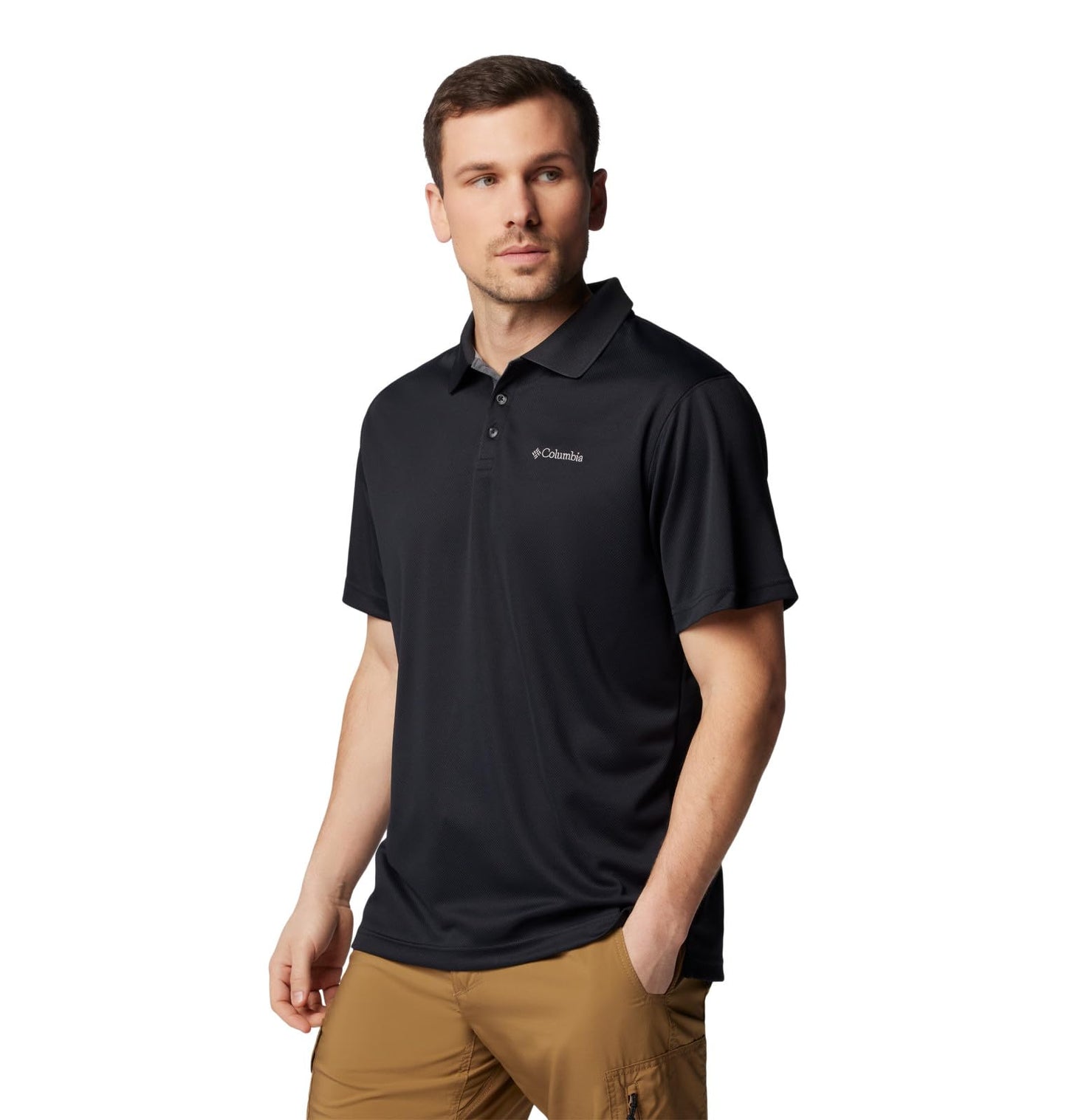 Columbia Men's Big & Tall Utilizer Short Sleeve Wicking Polo with UV Protection, Black, Large Tall