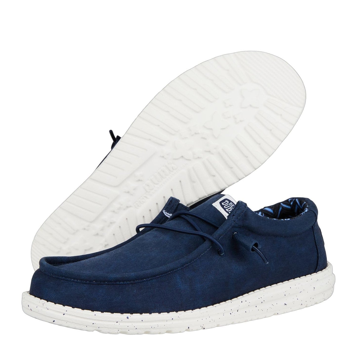 HEYDUDE Men's Wally Stretch Canvas Navy Size 15 | Men's Shoes | Men Slip-on Loafers | Comfortable & Light-Weight