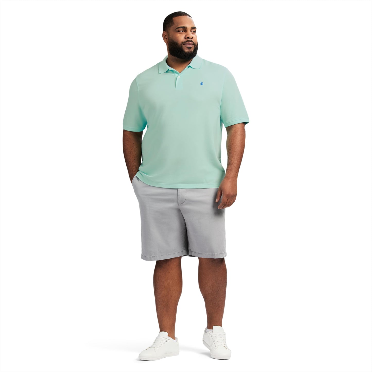 IZOD Men's Big and Tall Advantage Performance Short Sleeve Polo Shirt, Beryl Green, 5X-Large Tall