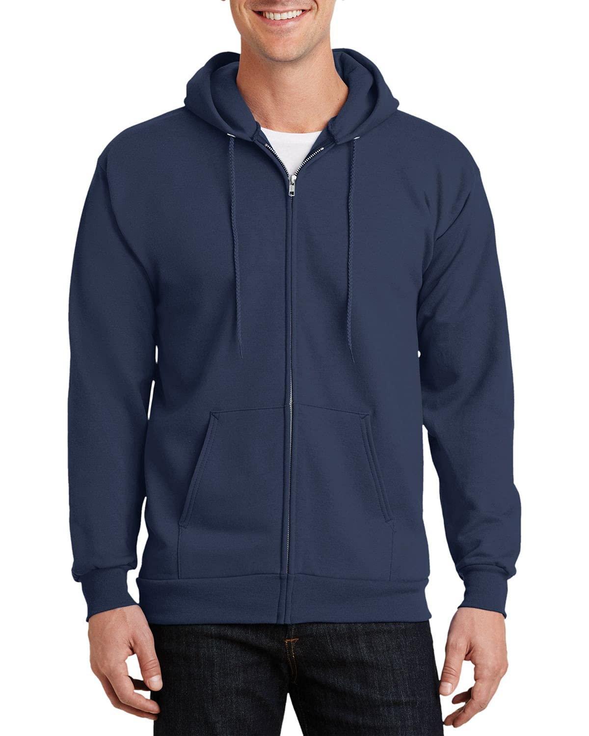 JustBlanks Mens Long Sleeve Hooded Sweatshirt Heavyweight Full-Zip Fleece Hoodie Sweatshirt for Men - Navy - 2XLT