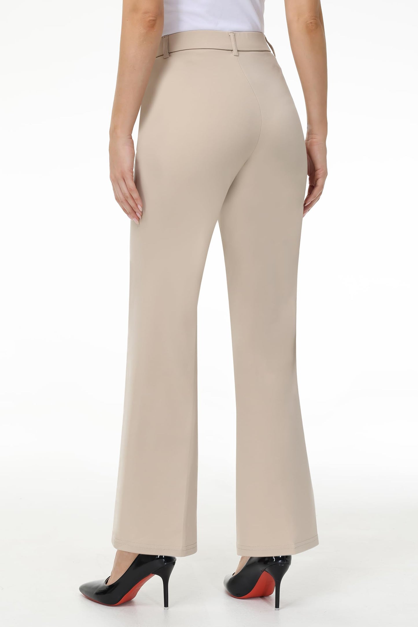 iChosy Womens High Waist Wide Straight Leg Trousers Casual Slacks Dress Pants with Pockets PaleKhaki 14 Tall
