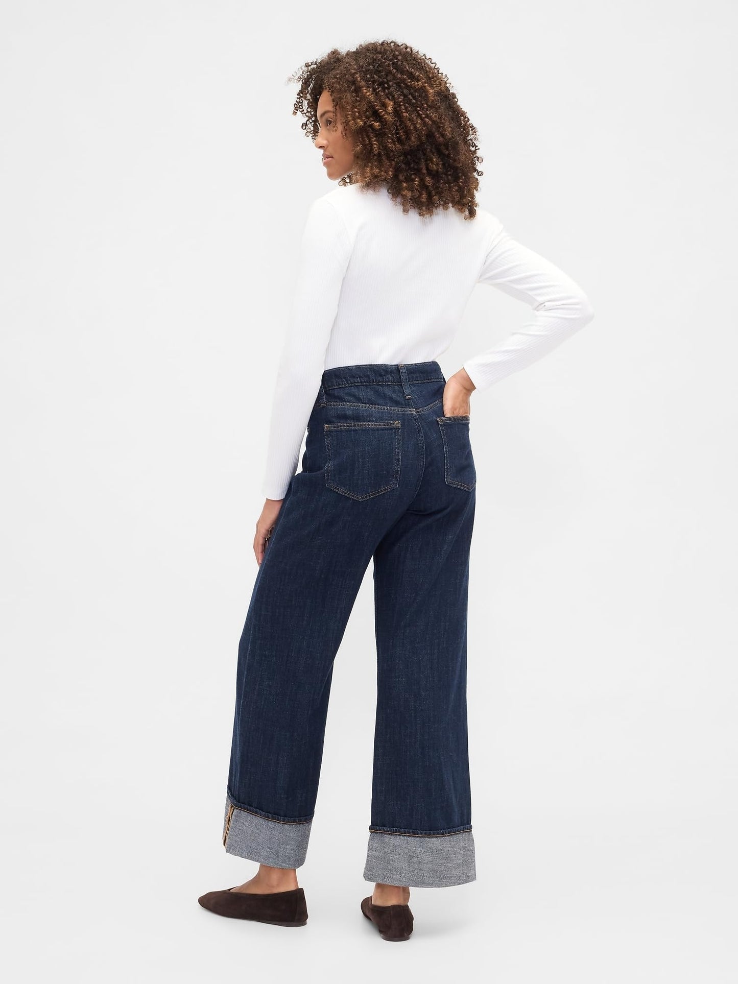 GAP Womens High Rise Wide Leg Jeans Dark Wash Indigo 119 28 Long