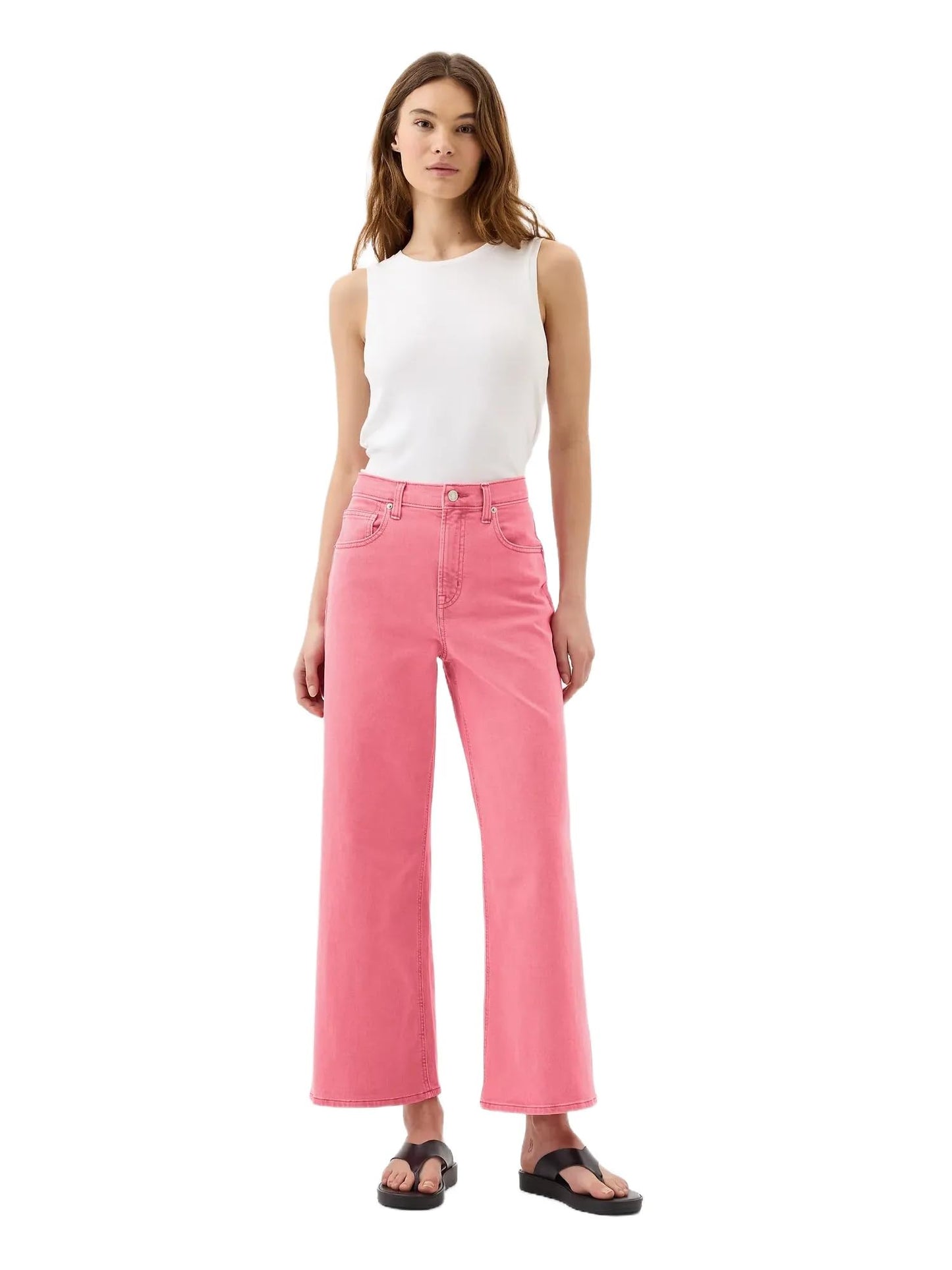 GAP Womens High Rise Wide Leg Jeans Candy Coral 31