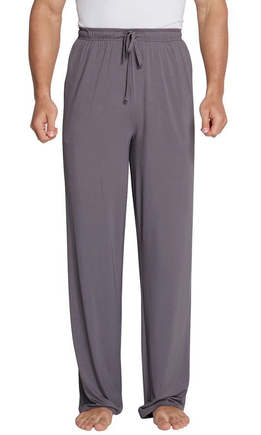WiWi Bamboo Viscose Pajama Pants for Men Tall Sleep Bottoms Big Warm Long Pj Lightweight Lounge Sweatpants S-XXL, Purplish Grey, Medium
