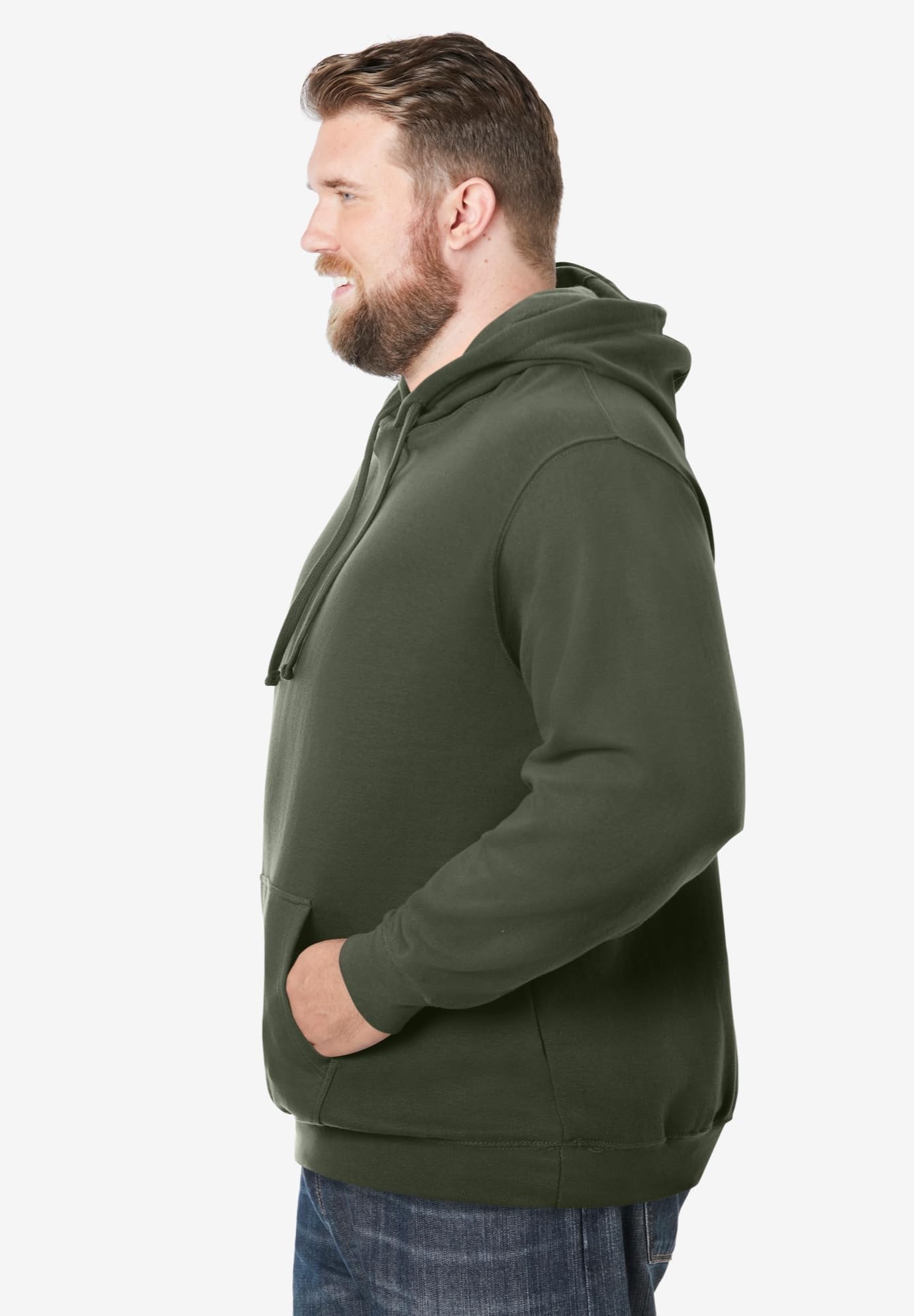 KingSize Men's Big & Tall Fleece Pullover Hoodie - L, Deep Olive