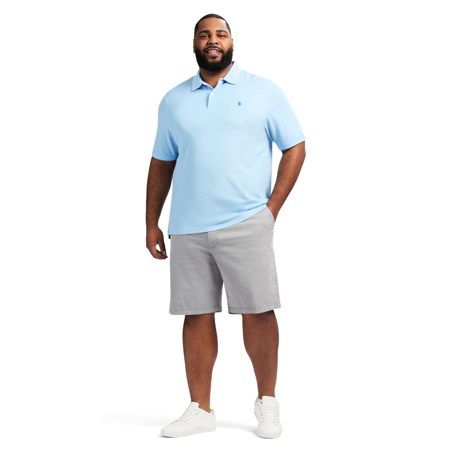 IZOD Men's Big and Tall Advantage Performance Short Sleeve Polo Shirt, Placid Blue