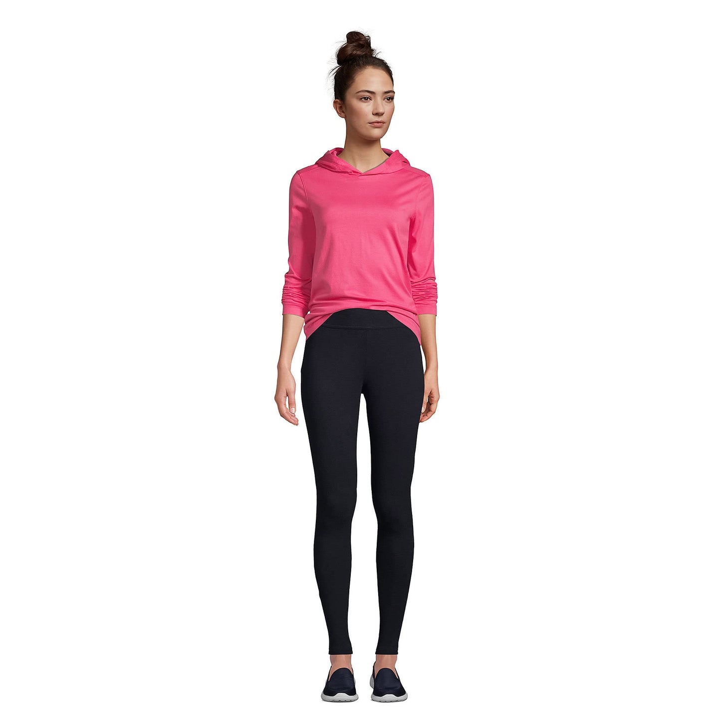 Lands' End Womens Starfish Leggings Black Tall Large