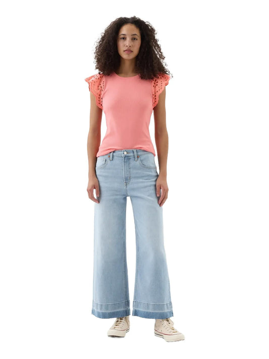 GAP Womens High Rise Wide Leg Jeans Light Wash Maize 26