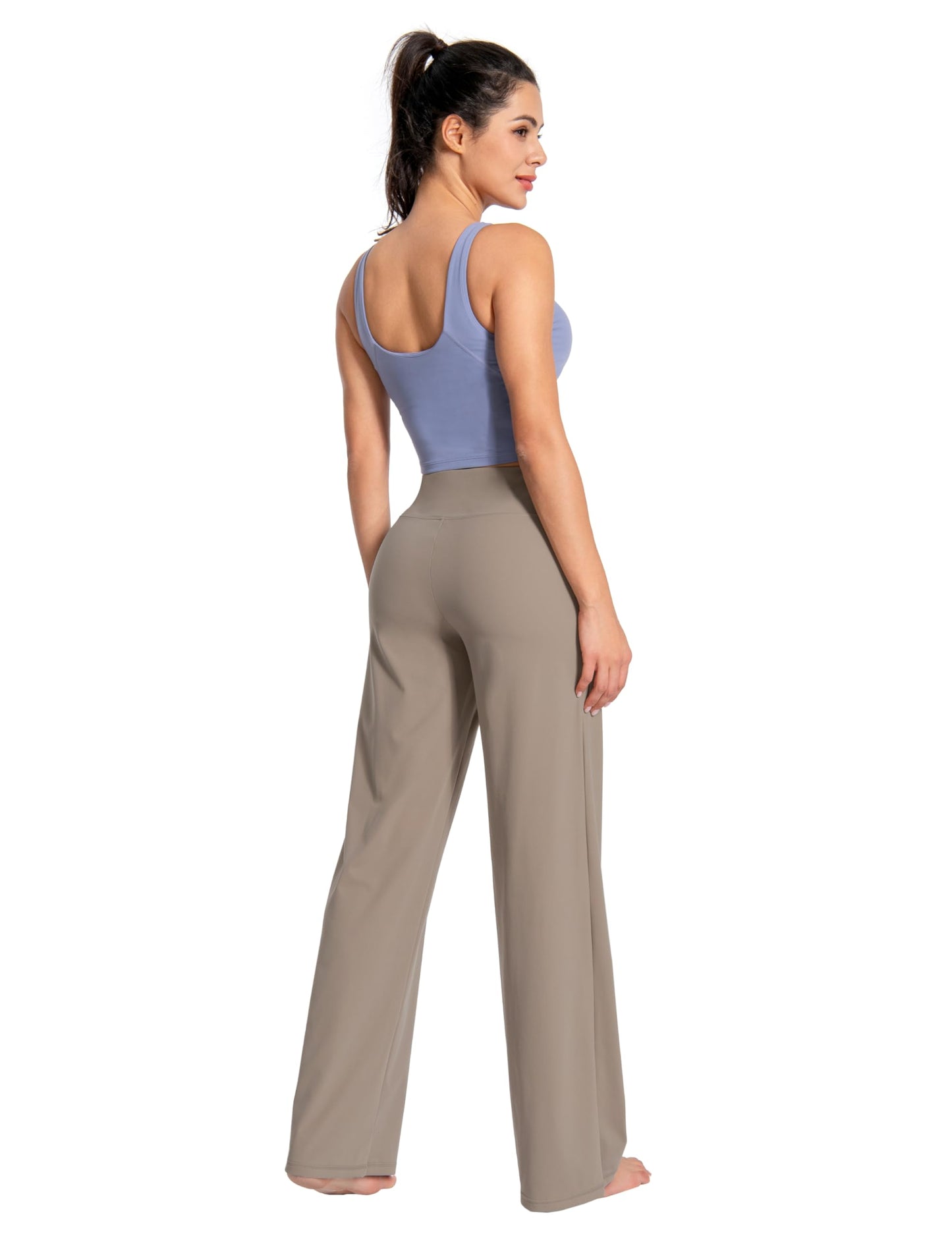 BUBBLELIME 29"/31"/33"/35"/37" Women's Wide Legs Yoga Pants Loose Lounge Sweatpants - Wide Legs_Dark_Khaki M_37" Inseam