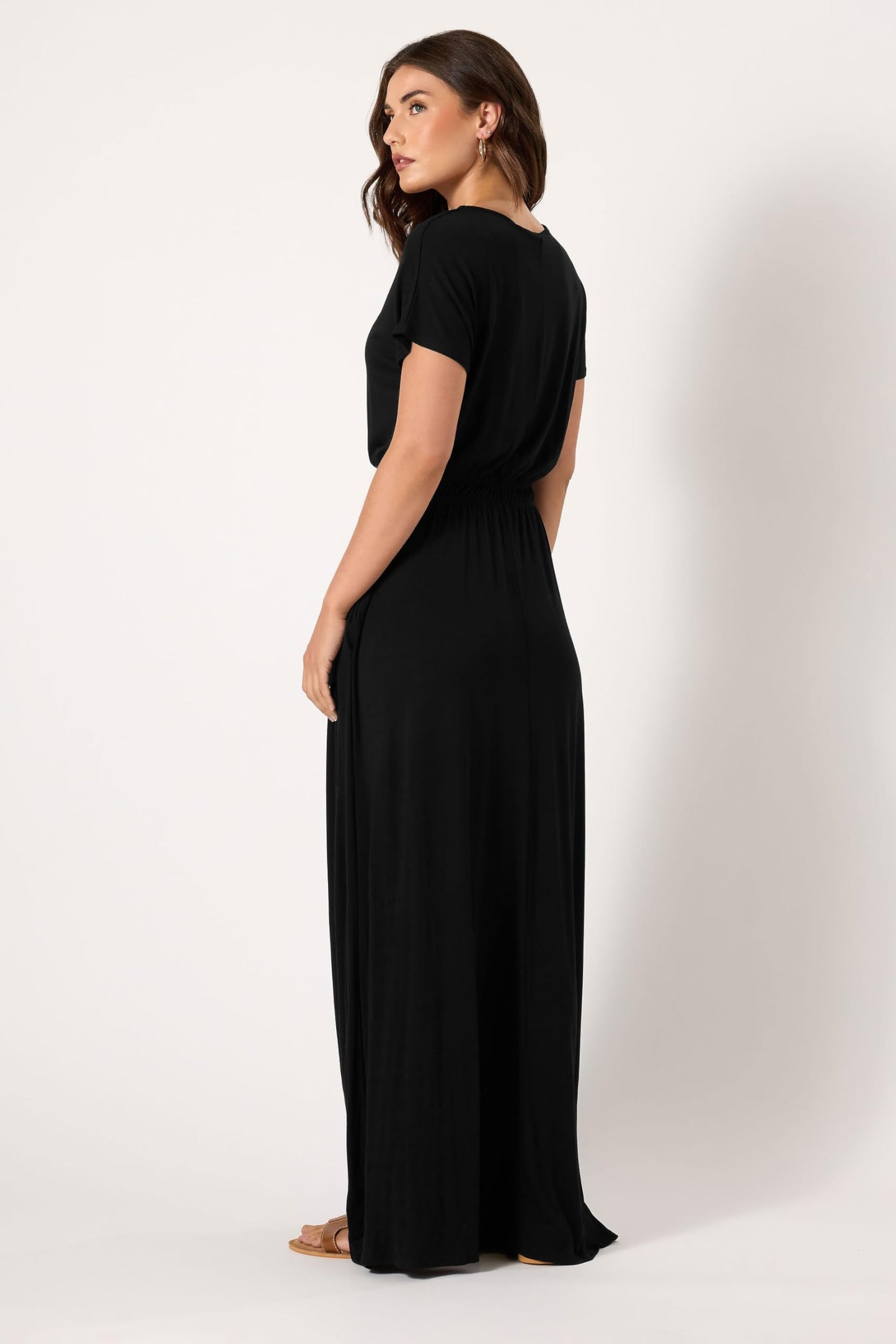 Long Tall Sally LTS Tall Shirred Waist Maxi Dress Black 4