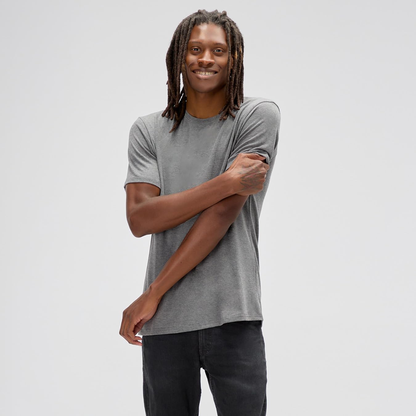 TallSlim Men's Tall Slim-Fit Short Sleeve Crewneck T-Shirt - Extra Long, Slim Fit, Preshrunk Easy Care, Olive, Large