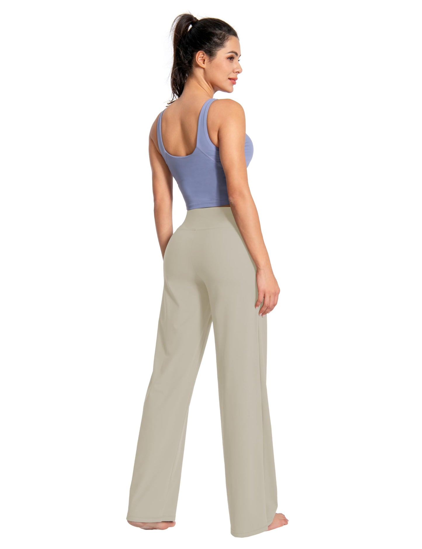 BUBBLELIME 29"/31"/33"/35"/37" Women's Wide Legs Yoga Pants Loose Lounge Sweatpants - Wide Legs_Apricot M_37" Inseam