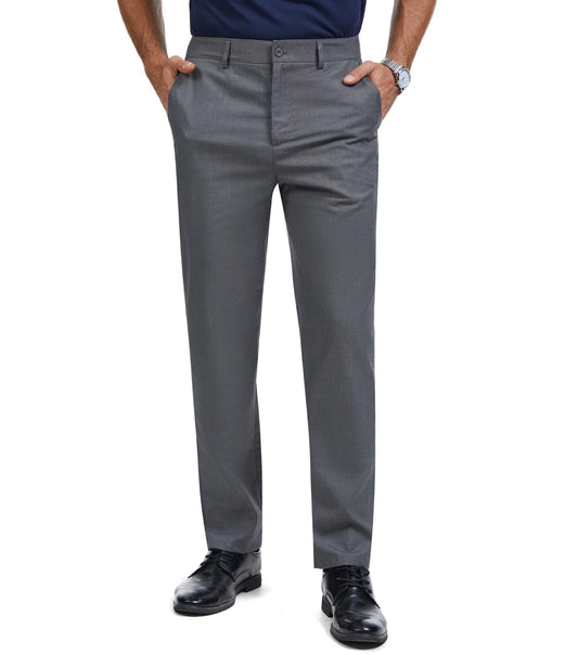 Men's Tall Classic Fit Flex Flat Front Dress Pants Formal Pants for Business & Office Dark Gray