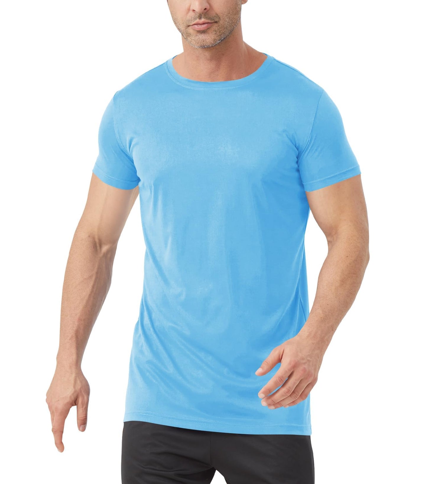 Idtswch Men's Tall T-Shirt Rash Guard UPF 50+ T-Shirt Quick Dry Swim Water Top Tee Short Sleeve Athletic Shirts 28light Blue-XL