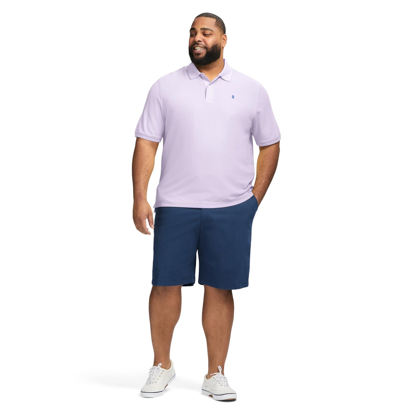 IZOD Men's Big and Tall Advantage Performance Short Sleeve Polo Shirt, Viola, Large Tall