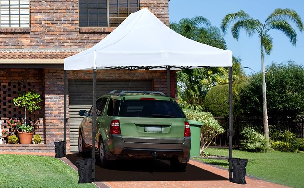 Yaheetech Heavy Duty Pop Up Canopy Tent, 10x15 Commercial Instant Shelter Tent, Outdoor Adjustable Canopy with Wheeled Bag, 4 Sandbags & 8 Stakes, White