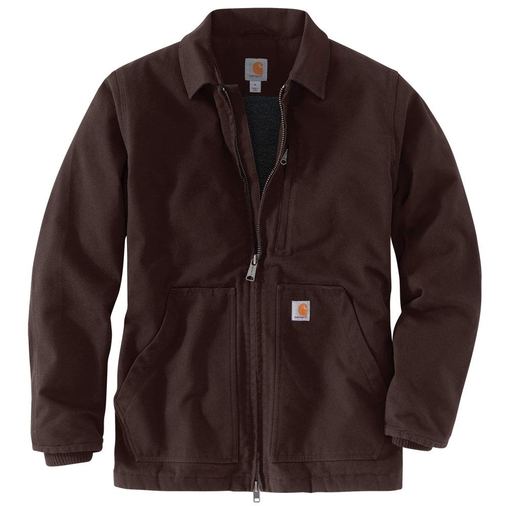 Carhartt Men's Loose Fit Washed Duck Sherpa-lined Jacket (Big & Tall) Coat, Dark Brown, 3X-Large Big Tall US