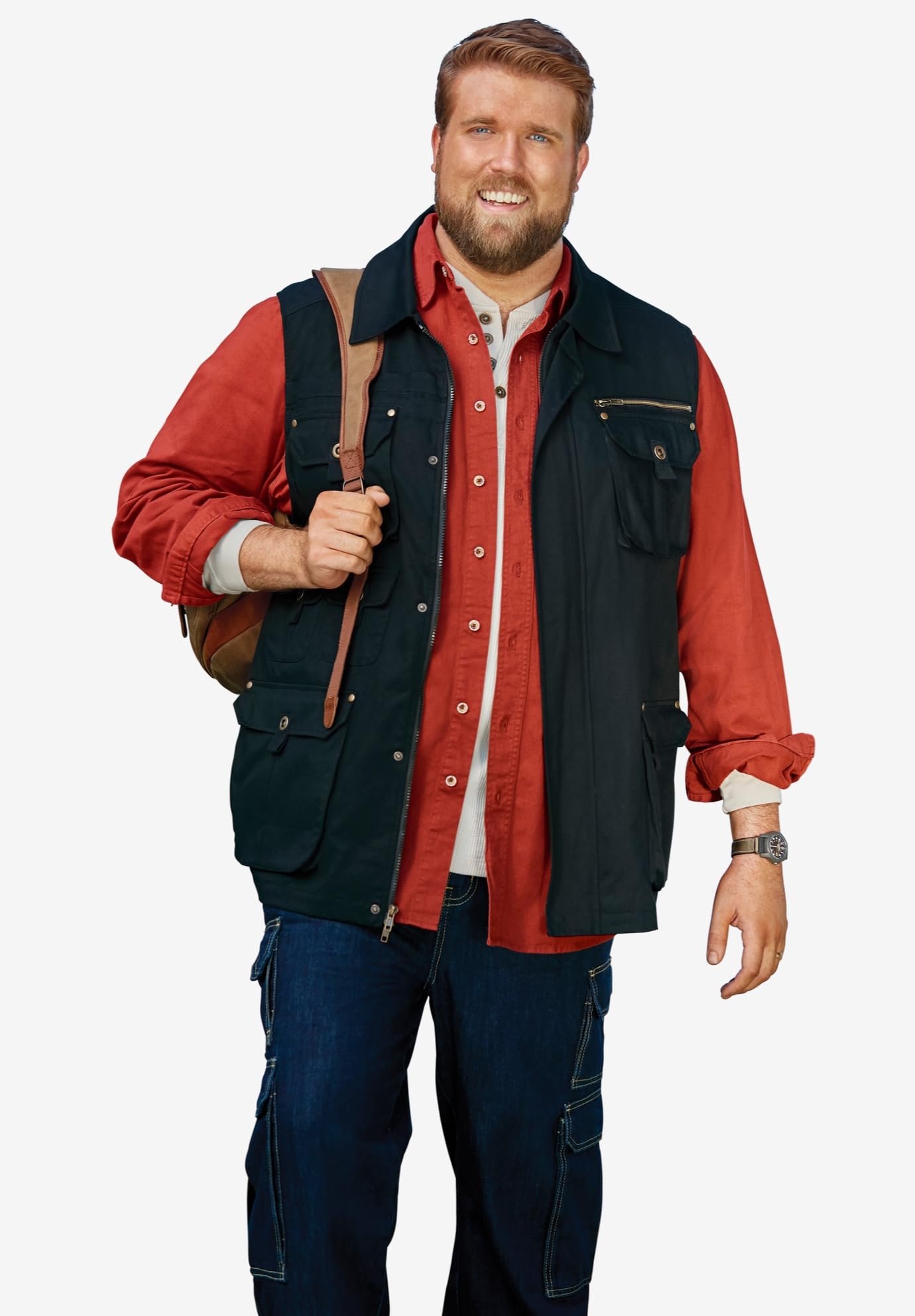 Boulder Creek by Kingsize Men's Big & Tall Long Sleeve Pilot Shirt - 6XL, Blue Indigo