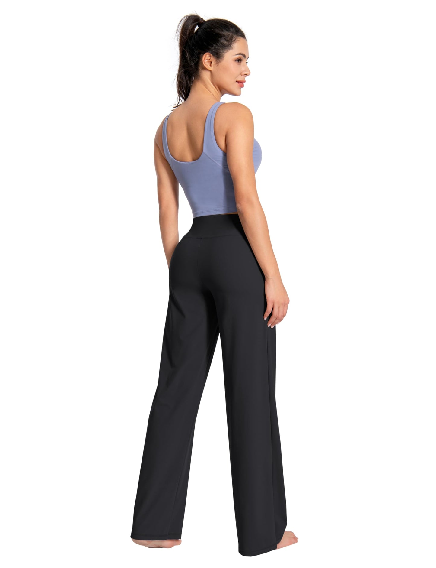 BUBBLELIME 29"/31"/33"/35"/37" Women's Wide Legs Yoga Pants Loose Lounge Sweatpants - Wide Legs_Black L_37" Inseam