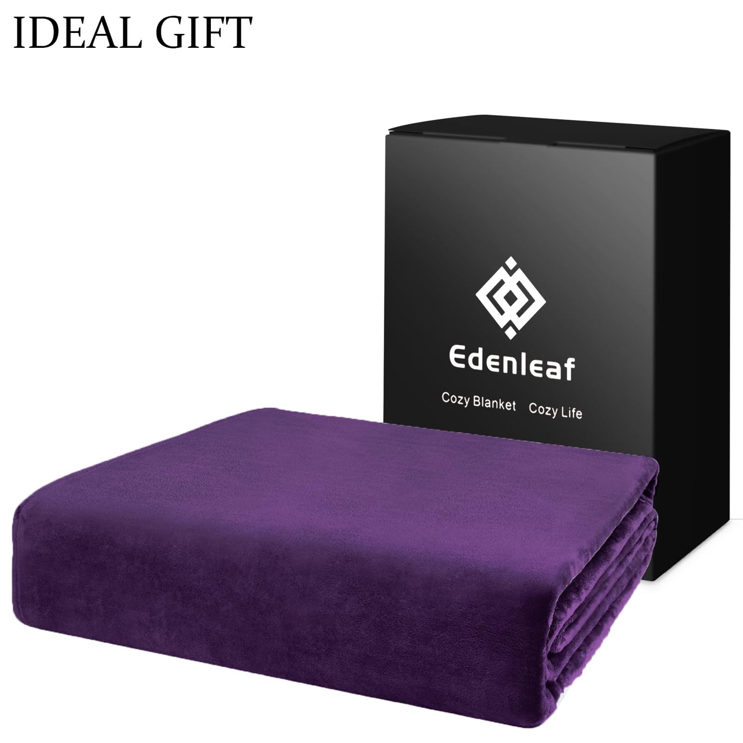 Edenleaf Big Oversized Soft Fleece Blanket, Giant California King Warm Blanket for Whole Family, Bed, Sofa, Couch, Travel and Camping 120x120 Purple