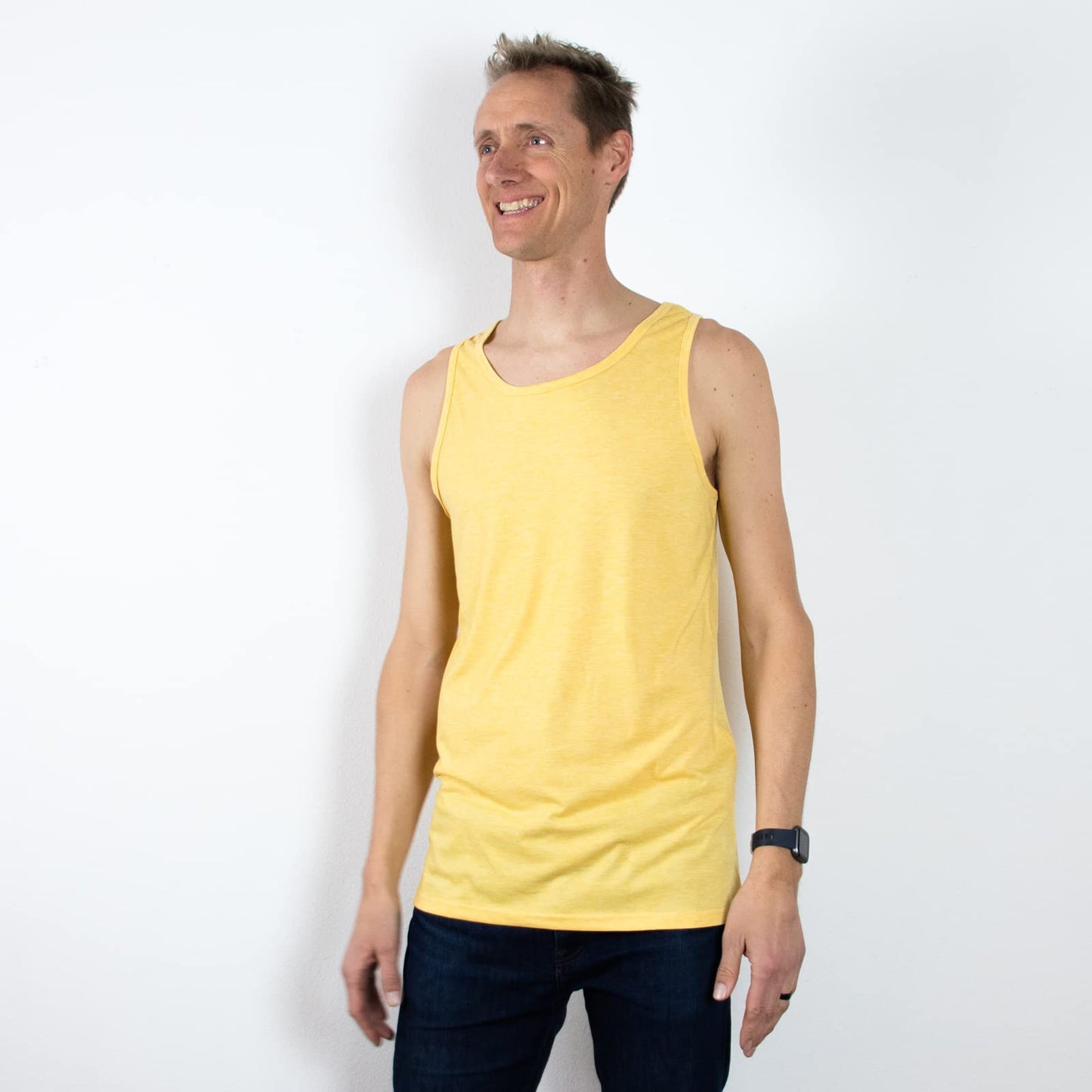 Men's Tall Slim-Fit Orginal Tank Top Shirt, Soft Polyester Blend Long Tee (Tall, Small, Red)