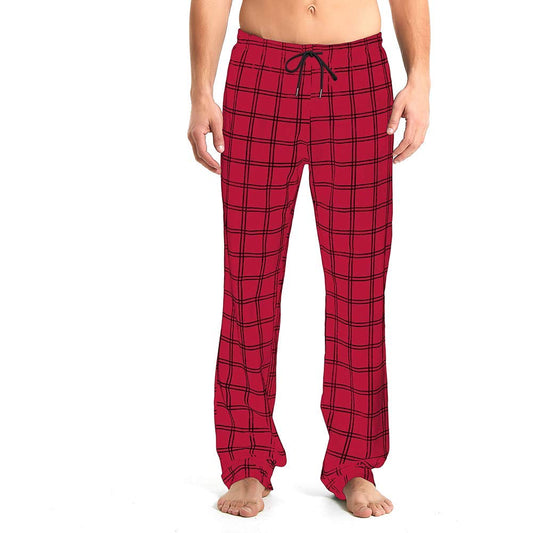 Idtswch Mens Tall Pajama Pants 36" Inseam Plaid Lounge Pants Sleepwear Pajama Bottoms 100% Cotton Red/Black