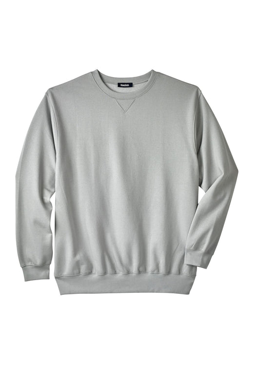 KingSize Men's Big & Tall Fleece Crewneck Sweatshirt - 5XL, Grey