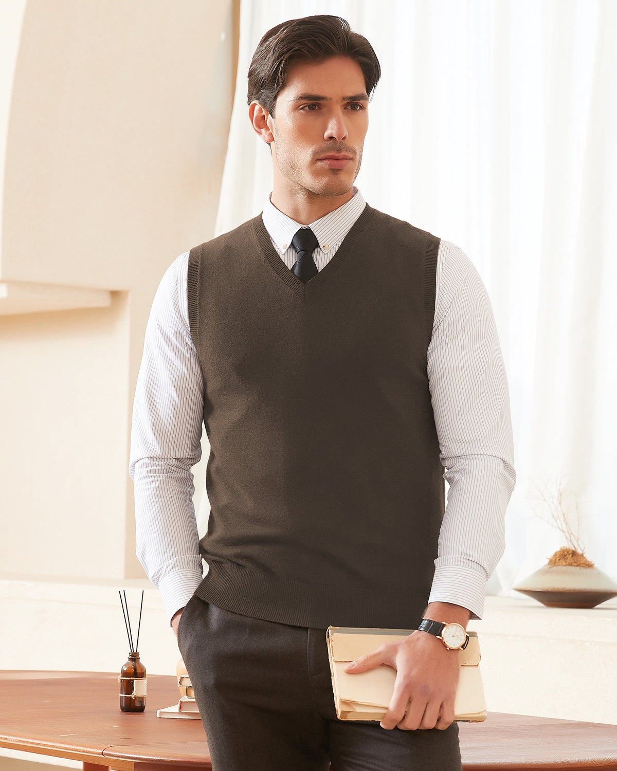 Wool Blend V-Neck Sweater Vest