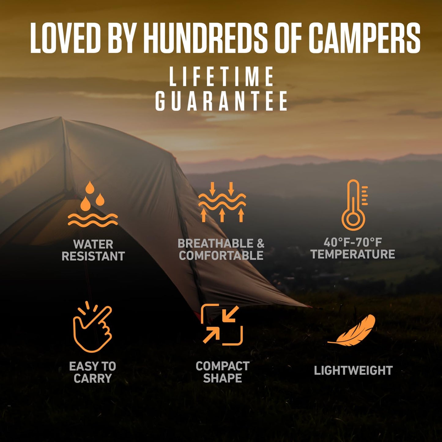 3-Season XXL Long (7'6") Backpacking Sleeping Bag: 30º+ Rated