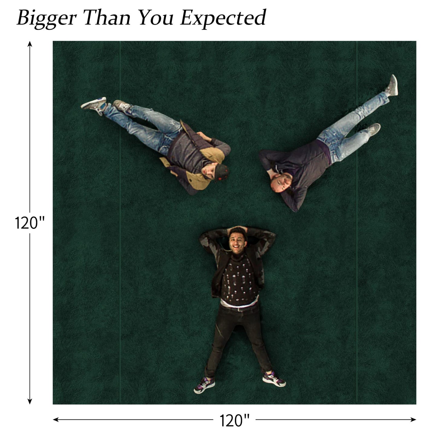 Oversized Blanket 120x120 Inches, Giant Huge Companion for Bed, Sofa, Travel and Camping, Extra Large Big Soft Blanket Fits The Whole Family and Outdoor Campaign, Forest Green