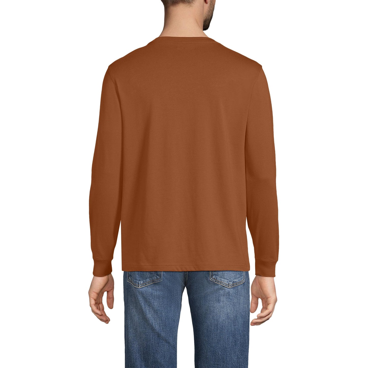 Lands' End Mens Long Sleeve Super-T Tee Rich Ginger Brown Tall Medium