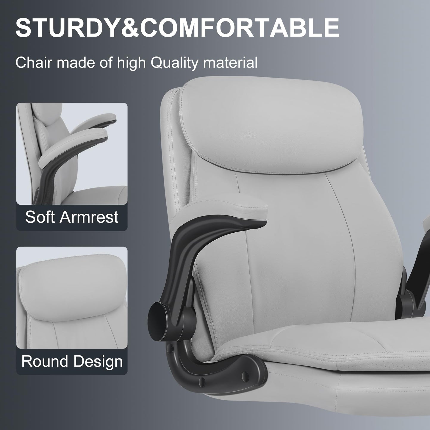 Misolant Leather Drafting Chair, Tall Office Chair for Standing Desk, High Executive Office Chair with Adjustable Height and Flip-up Armrest for Counter Height Desk
