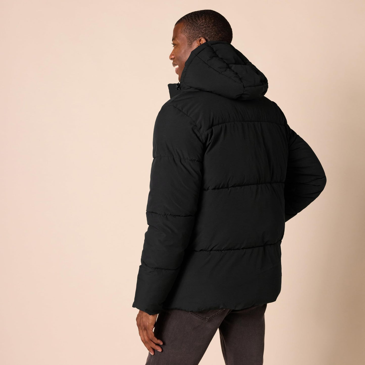 Amazon Essentials Men's Mid-Length Hooded Puffer Coat (Available in Big & Tall), Black, 3X-Large Big Tall