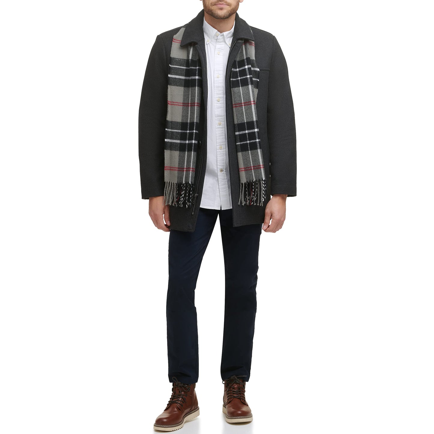 Dockers Men's Weston Wool Blend Coat with Scarf (Regular and Big & Tall) , Charcoal, X-Large Tall Big & Tall