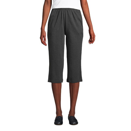 Lands' End Women s Sport Knit Capri Pants Dark Charcoal Heather Tall X-Large
